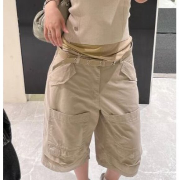 Matin Kim Front Pocket Bermuda Pants in Beige - Picture 2 of 4